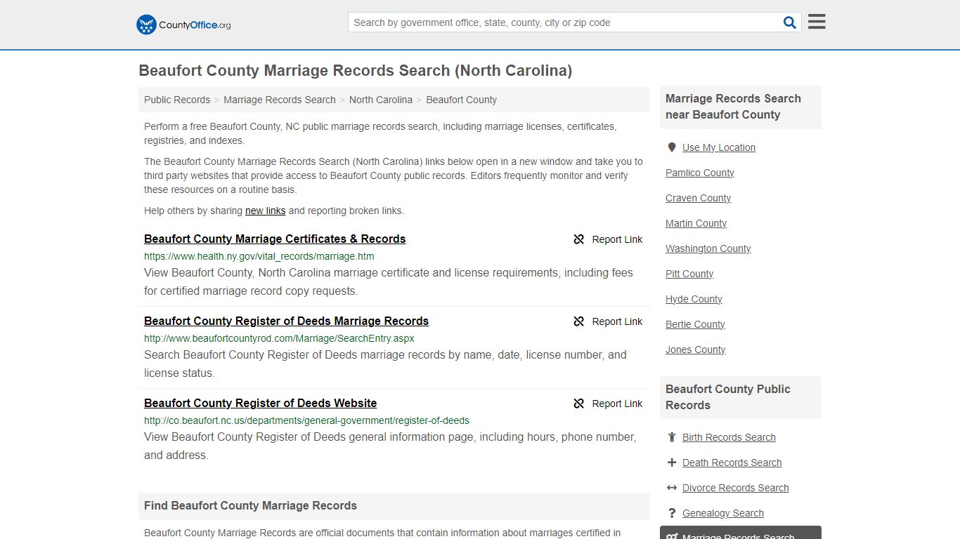 Marriage Records Search - Beaufort County, NC (Marriage Licenses ...